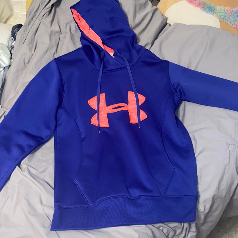 Blue and pink under armour sweatshirt XS